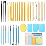 AULEEP Clay Tools Kit, 35 PCS Pottery Tools Set - Polymer Clay Sculpting Tools for Adults & Beginners, Air Dry Clay Tools for Pottery Craft, Drawing, Dotting, Carving, Embossing, Molding, Shaping ﻿