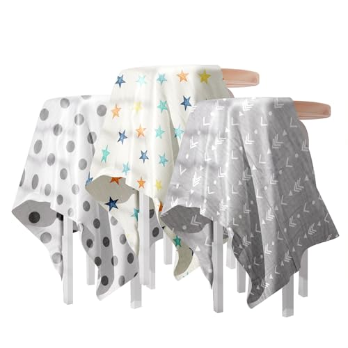 Image of BEMBIKA Bamboo Muslin Swaddle Wrap Baby 120X110 Cm Stroller Blanket Receiving Blanket for Newborn, Multicolor (Pack of 3)