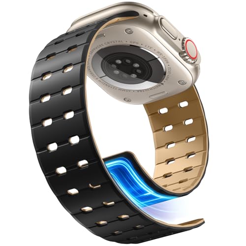 Getino Magnetic Silicone Band Compatible with Apple Watch Bands for Men 44mm 45mm 46mm 49mm 42mm Women,Strong Magnet Breathable Sport Strap for iWatch Series 11 Ultra 3 Ultra 2 Se 10 9 8 7 6 5 4 1
