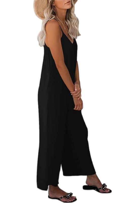 Haibang Salopette Donna Estate Tuta Jumpsuit Donna Elegante Senza Manica Vestibilità Ampia Monopezzi e Tutine Estiva Casual a Gamba Larga Pantaloni Pagliaccetto con Tasche