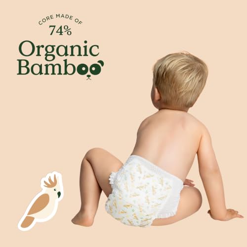 Tooshies Nappy Pants | Size 6 Junior 16kg+ | with Organic Bamboo | 12 hours leak free | Pull Up and tear off | Unisex | Cockatoo Print | 4 x 26pk | 104 count | 1 MONTH SUPPLY - Image 5