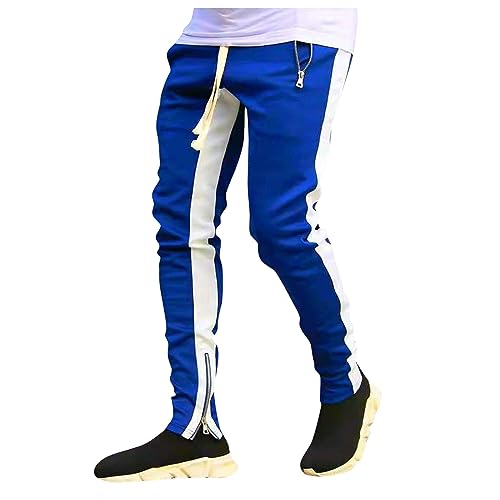 WENKOMG1 Mens Track Pants Elastic Bottom Lounge Pants Casual Waist Joggers with Zipper Pockets, M-3XL