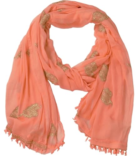 Image of YOUTHQUAKE Golden Patti Embroidered Work Chiffon Dupatta for Womens & Girls with Jaalar Lace