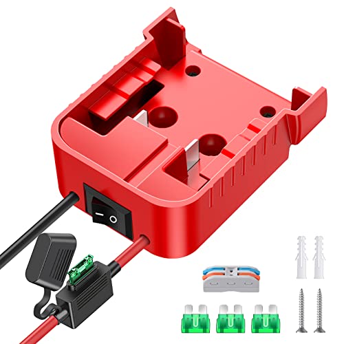 1 Packs Power Wheel Adapter for Milwaukee M18 Battery Adapter 18V Power Wheel Battery Conversion Kit with Switch Fuse & Wire Terminals 12AWG Wire Power Connector for DIY Rc Car Toys and Robotics