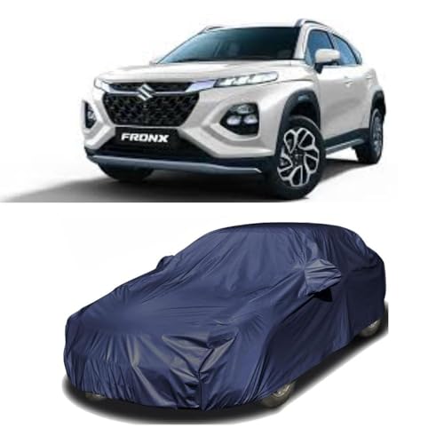 Image of Car Body Cover Compatible with Maruti Suzuki Fronx | Water, Dust & UV Protection | Mirror Pockets | Elastic Grip | Triple Stitch Fronx Car Cover (Blue)