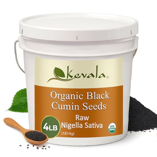 Kevala Organic Black Cumin Seeds - Nigella Sativa Seeds for Cooking and Baking at Home, Ready to Eat Topping in Health-Conscious Diets, Packed with Nutrients for Making Balanced Meals, 4 lb Bucket