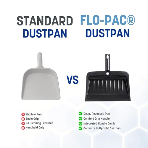 carlisle foodservice products 8 inch heavy-duty dust pan durable plastic black  for commercial and home use