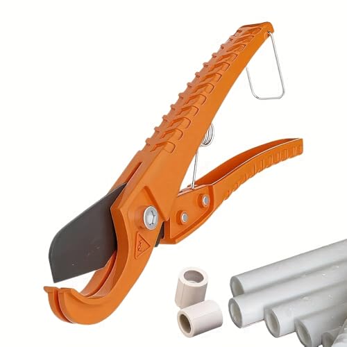 Image of Heavy-Duty Ratchet Pipe Cutter Compatible for PVC /PEX - Adjustable Tension Tool with Durable Plastic Body (orange)