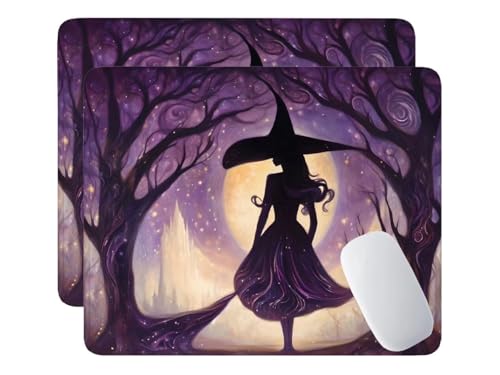 HHQGOUYG Alfombrilla de Ratón para Juegos 180x230x3 mm, 2 Pcs Alfombrilla Ratón Bruja, Alfombrilla de Ratón de Sobremesa para Portátil, Alfombrilla de Ratón con Base de Goma Antideslizante Y-750