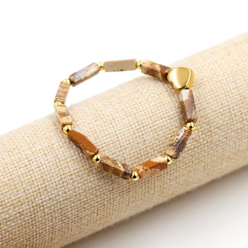 Image of Cuboid Love Elastic Bracelet, Crystal Energy Stone Anxiety Relief Yoga Jewelry for Women Male (Heart-shaped Charm Can Be Customized Name)