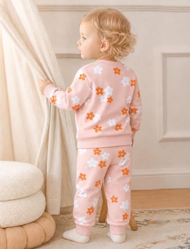 Image of Jecson Baby Girl Clothes Toddler Outfits Quilted Heart Sweatshirt & Jogger Pants Fall Winter Sweatsuit 2Pcs Sets 3M-4T