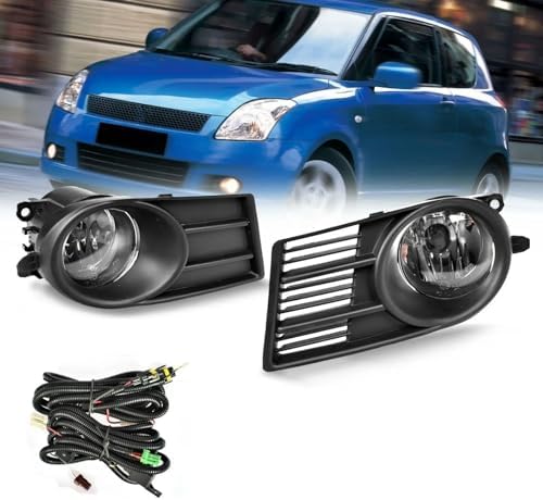 Compatible with Suzuki for Swift 2006 2007 2008 2009 2010 Car Front Bumper Fog Lights Fog Lamp Cover with Bulb H11 Switch Wire Bezel Car Fog Light Spare Parts