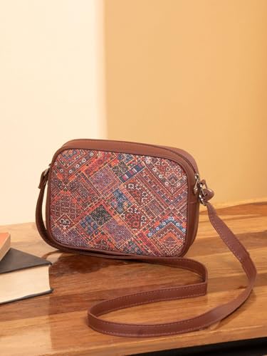 Image of ZOUK Sling Bag | Crossbody Bags for Women | Women's Handbags | Stylish | Vegan Leather Evening Bag | Travel & Office Use | Purse and Wallet | Bhuj Rabari