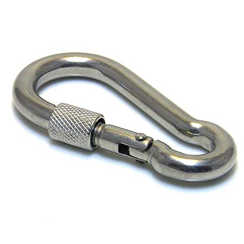 2 Stk. Karabinerhaken Edelstahl Rostfrei mit Verschluss Karabiner Niro AISI 316 V4A 50-120mm (11 x 120) Cover