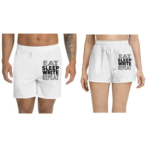 udnag Unisex Regular fit 'Write | eat Sleep Write Repeat 2' Polyester Shorts [Size S/28In to XL/40In]-picture-34