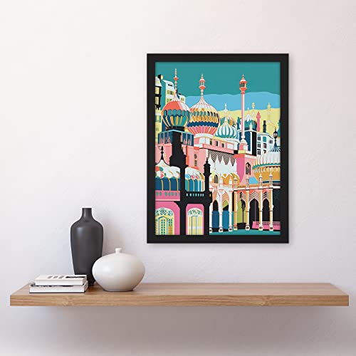 Artery8 Brighton Royal Pavilion Multicoloured Architecture Artwork Framed A3 Wall Art Print, Framed Black A3, 45.5L x 33W cm - Image 2