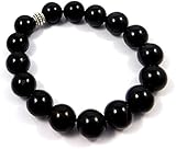 Strands de pulsera de forma redonda de ónice negro natural