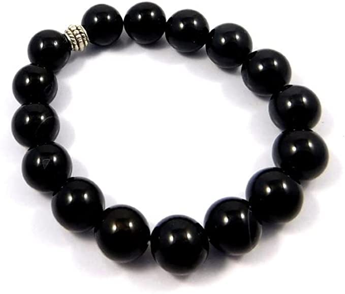 LYGBAOFUL Bracciale in onice Nero, Perline di Pietre preziose Naturali, Rotondo, Elasticizzato di, Glitter rari, Chakra di, Lotto all'Ingrosso, Gioielli Regalo Bracciale 8mm