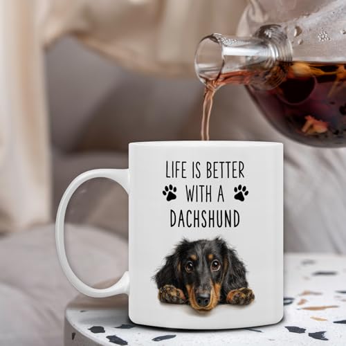 Taza de cerámica para café con diseño de perro dachshund 11 oz miniatura 6