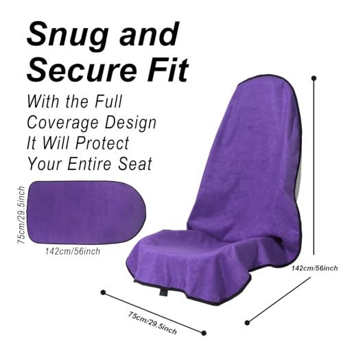 Image of Car Seat Cover Protector Front Seats,for Gym Workout,Running,Swimming,Beach and Hiking,Waterproof Sweat Towel Bucket Seat Covers for Cars SUV Trucks (Purple, 2Pcs)