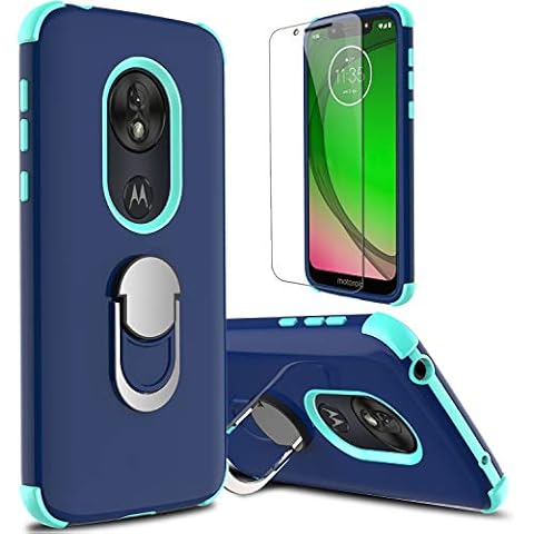 lovpec Moto G7 Play Case with Soft TPU Screen Protector, T-Mobile Revvlry Case, Ring Magnetic Holder Kickstand Shockproof Protection Phone Case for Motorola Moto G7 Play/Moto G7 Optimo XT1952 (Navy) Cover
