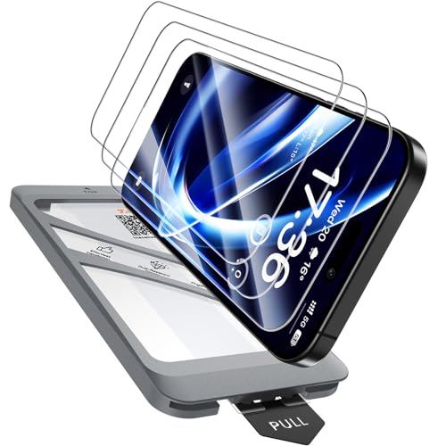 Image of TAURI 3 Pack for iPhone 17 screen Protector 6.3 inch with Auto-Installation Tool, Tempered Glass, Scratch-Resistant, [Military Grade Protection] Film