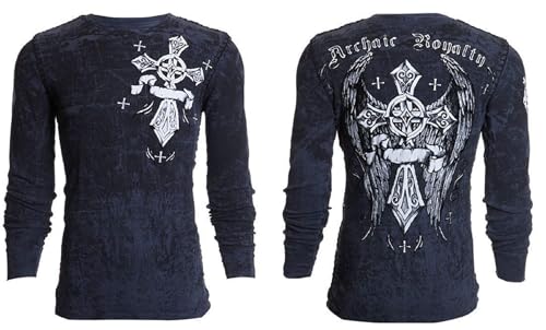 Archaic by Affliction Men's Thermal Shirt Countdown Charcoal