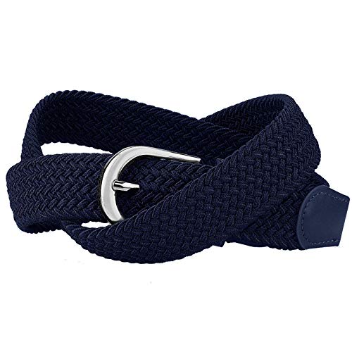 Veteran Stretchable braided cotton belt for women, ladies belt, Black,and Blue, color Combo of 2 pcs(Stretch Belt-07) 1