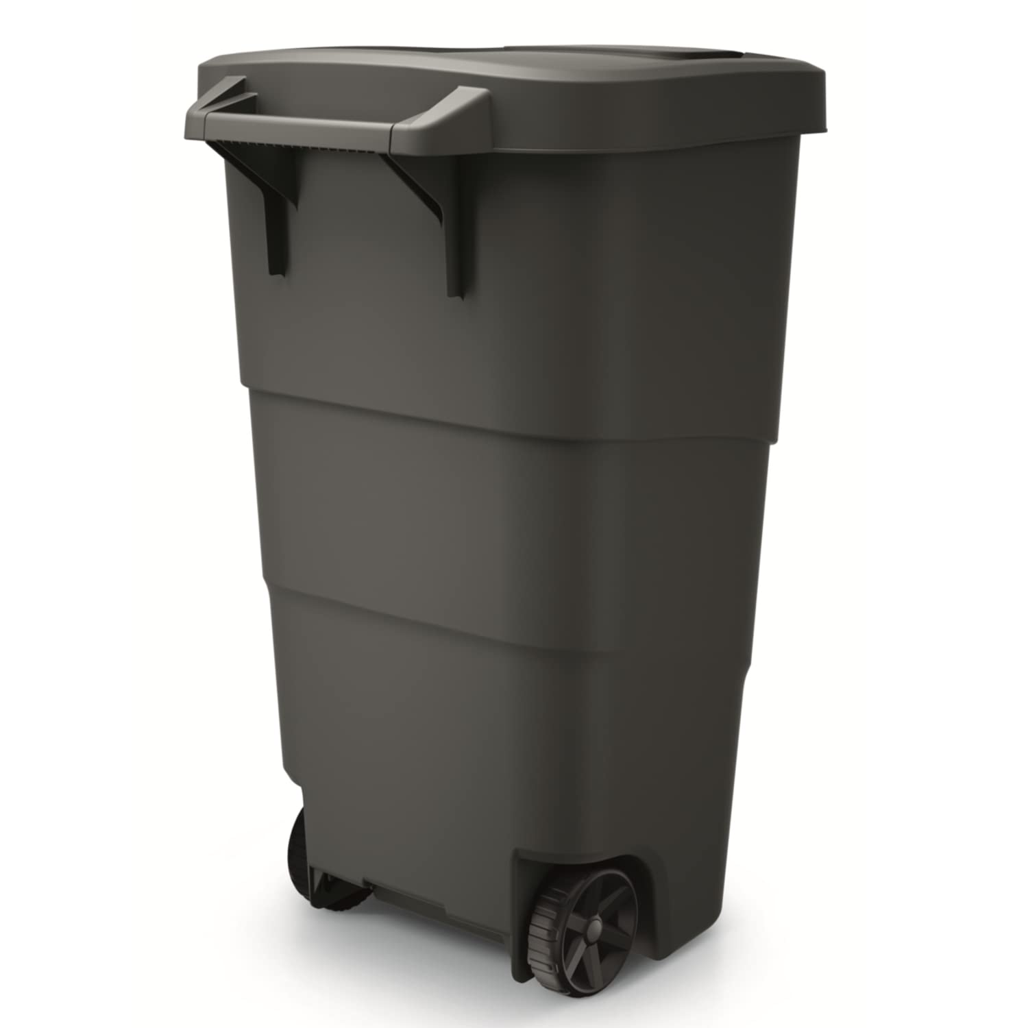 Prosperplast Wheeler - Pattumiera da 110 l, con ruote e coperchio, in plastica, colore: Nero