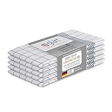 Glart 48KG1 Set de 5 torchons 50x70 cm, gris à carreaux - 100% coton, certifié OEKO-TEX, p...