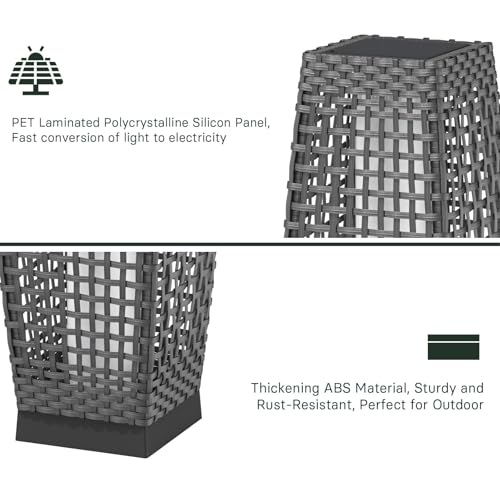 Grand Patio TENGBIAN-2 Outdoor Floor Lamp Solar Powered Lantern Water-Resistant Wicker Deck Light thumb #2