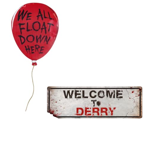 Flinelife We All Float Down Here Balloon& Welcome To Derry Sign Set