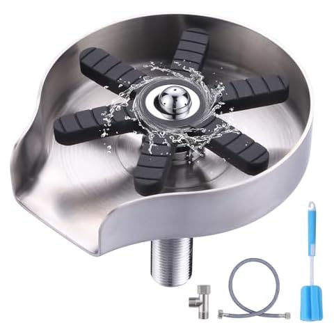 Kitchen Glass Rinser Bottle Washer: iVIGA Stainless Steel Glass Rinser for Kitchen Sink - Automatic Cup Washer for Sink - High Pressure Cup Cleaner for Commercial Bar Coffe Shop - Brushed Nickel Cover