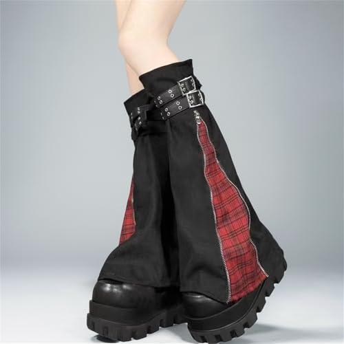 Goth Flared Leg Warmers Y2k Long Buckle Strap Punk Japanese Gothic Rave Steampunk Cutecore 80s Hippie3