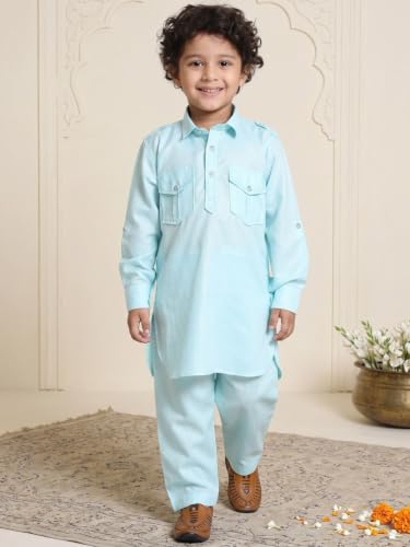 Image of AJ DEZINES Kids Cotton Full Sleeve Solid Black Pathani Suit Set for Boys - Ethnic Wear | Traditional | Festival Wear for boys - Regular Fit