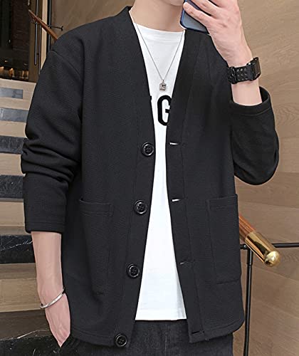 JHIJSC カーディガン メンズ 秋 ビジネス カジュアル 無地 アウター おしゃれ 大きいサイズ の商品画像 3