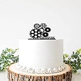 Gears Birthday Black Cake Topper Decoration Cake