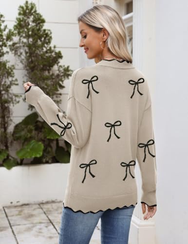 Image of Zeagoo Women's 2026 Fall V Neck Sweater Long Sleeve Lightweight Knit Tops