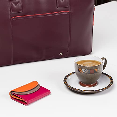 Visconti Rainbow Collection Small Leather Purse Rfid And Tap And Go Rb126 (Orange Multi) #TOP6