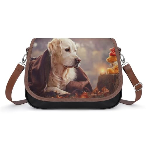 Cute Labrador Funny Pattern Crossbody Bag Anti-Theft Side Shoulder Bags Adjustable Leather Messenger Bag Unisex - Main Image