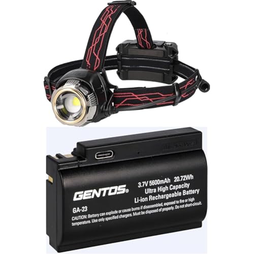 【セット買い】 GENTOS(ジェントス) LED ヘッドライト USB充電式 Gシリーズ GH-300RG LED ヘッドライト Gシリーズ GH-300RG・GH-203RG・GH-280RG・GH-200RG・GH-103RG用 専用充電池 GA-2