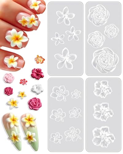 JUKOTA Molde de Silicona 3D Flores para Arte de Uñas, Molde de Fundición de Flores Pequeñas, Plantilla de Uñas para Arte de Uñas de Gel,Decoraciones de uñas DIY y decoraciones de resina.