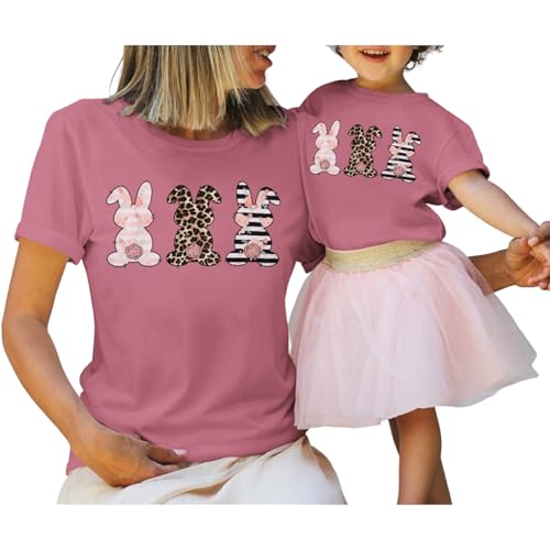 Image of CM C&M WODRO Family Matching Easter Outfits Women Toddler Kid Girl Easter Shirt Mommy and Me Bunny T-Shirt Short Sleeve Top