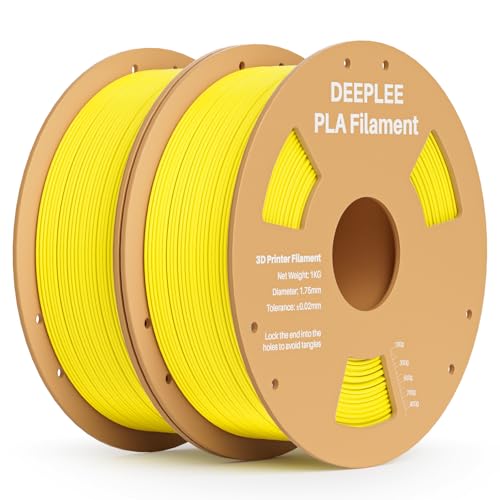 Image of PLA 1.75mm 3D Printer Filament, Dimensional Accuracy + /- 0.02mm, Neatly Wound, No Clogging, Vacuum Package, Fits for Most FDM 3D Printers, 2 Pack 1kg Yellow