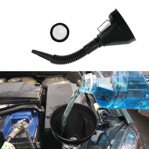 Middrivr Gasoline Funnels, Large Plastic Wide Mouth Oil Funnel, Automotive Flex Funnel with Hose for Cars Motorcycles Engine Oil Gasoline Gas Fuel Diesel Water Fluid Coolant Transmission