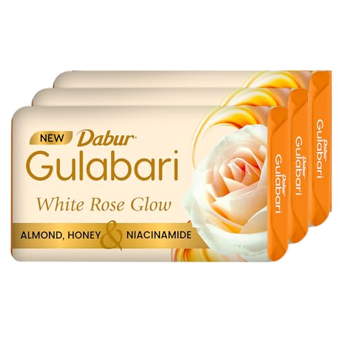 Gulabari White Rose Soap - 450g (150g x 3) | Moisturizing Bathing Soap for Soft, Glowing Skin for Skin & Body | Goodness of Almond Milk, Honey & Niaci