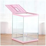 crapelles Pink Small Lovely Vertical Insect Glass Terrarium Box,Reptile Tank,for Butterfly Larvae...