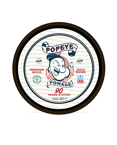 Hair Pomade by Popeye Shaving Co - 3.75 oz Sandalwood - Medium Hold and High Shine Water Based Pomade