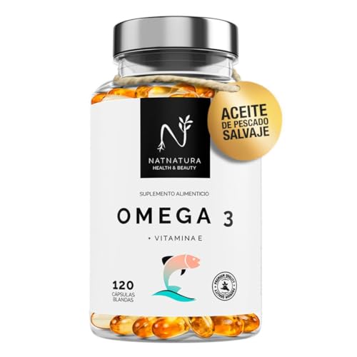 Omega 3 máxima concentración EPA – DHA. Ácidos grasos Omega 3 (2000 mg) + Vitamina E a base de aceite de pescado salvaje. 120 perlas blandas