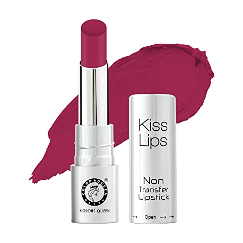 Image of Colors Queen Kiss Lips Matte Lipstick | Smudge Proof & Non Transfer | Creamy Matte Long Stay Lipstick for Women (07 - Fire Magenta)